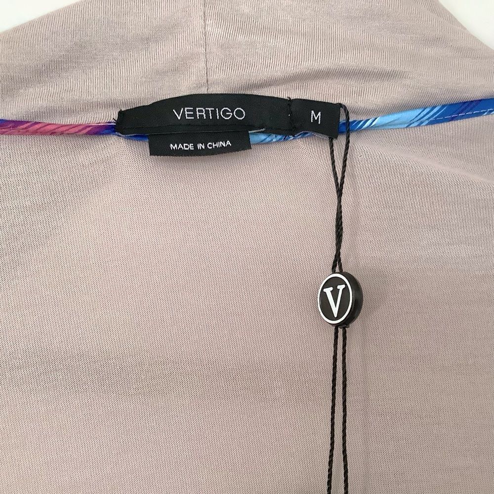 Vertigo Boho Open Front Drape Cardigan Tapue Multi Color Waterfall Jacket Medium - Picture 7 of 10